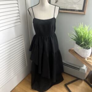 Kate Spade X Target Dress Womens Small Black Smocked Tiered Ruffled Midi Classic